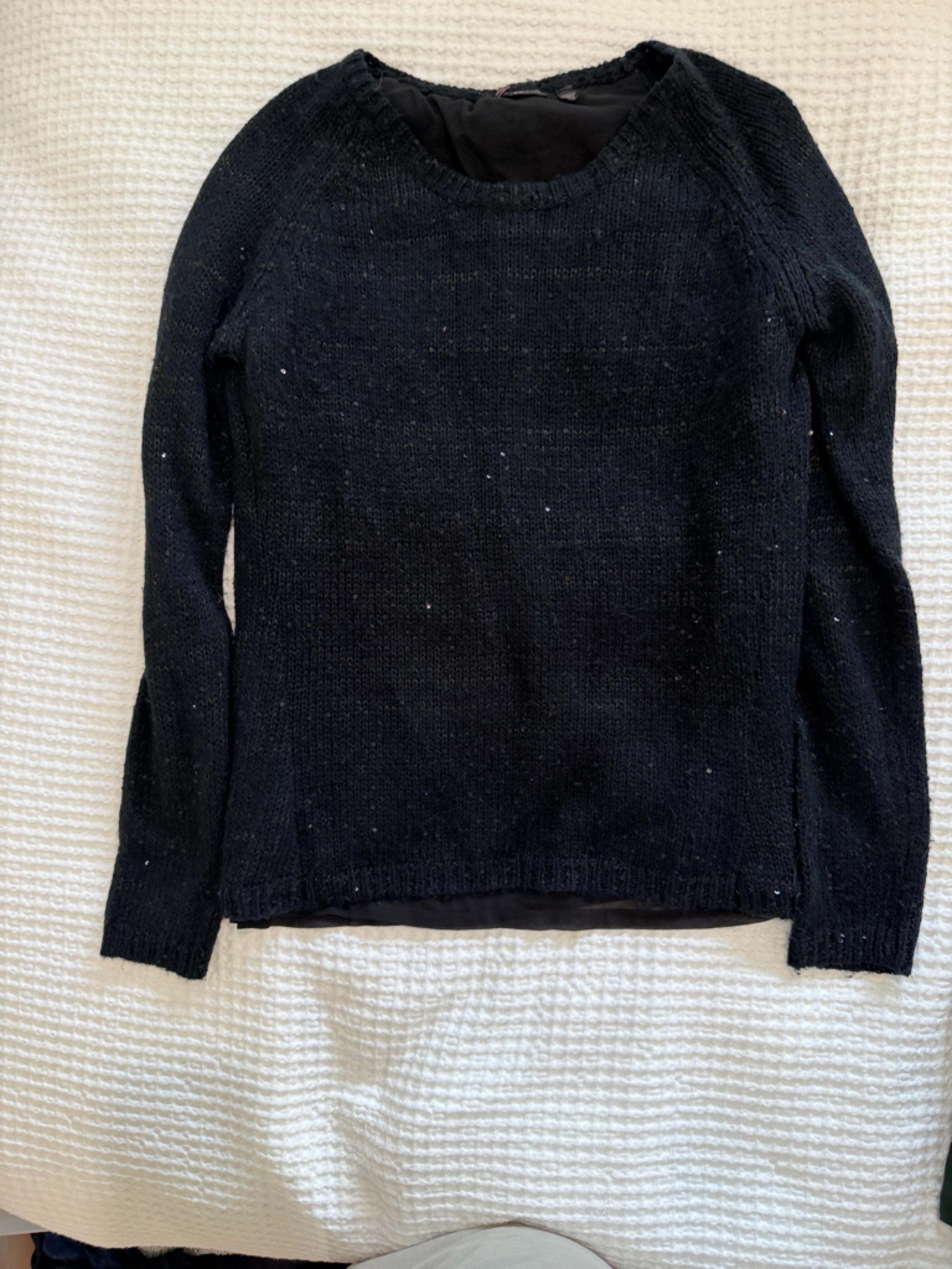 Black Sequin Knit Sweater